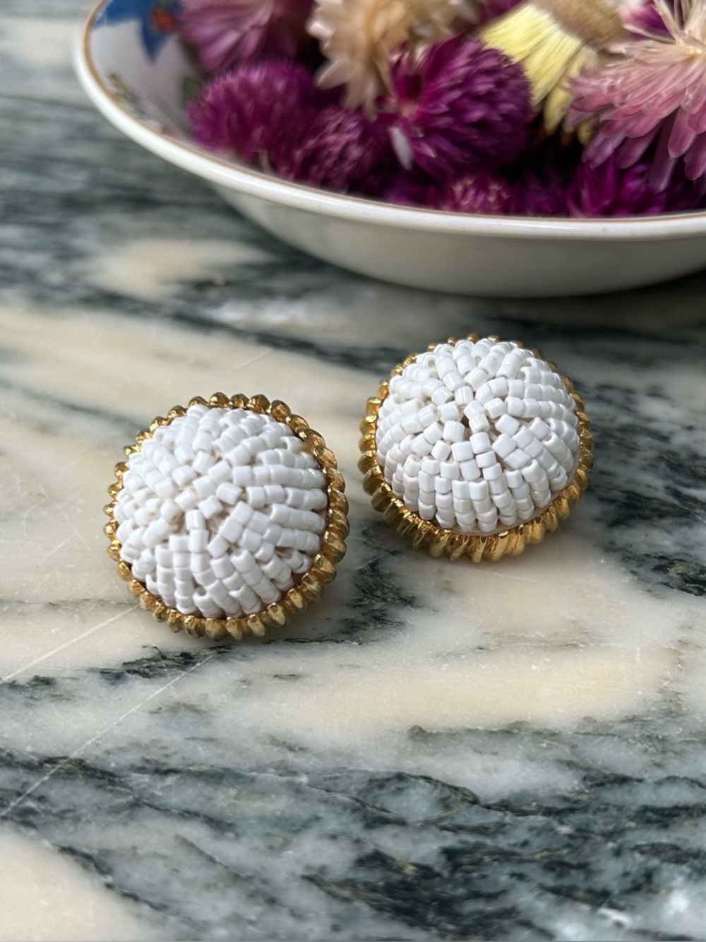 Hobe Glass Bead Dome Earrings